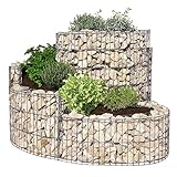 bellissa 95605 – Steinkorb-Kräuterschnecke – Alu-Zink – Kräuterspirale Bausatz mit Gabionen, Folie – 110 x 90 x 20/60 cm Outdoor